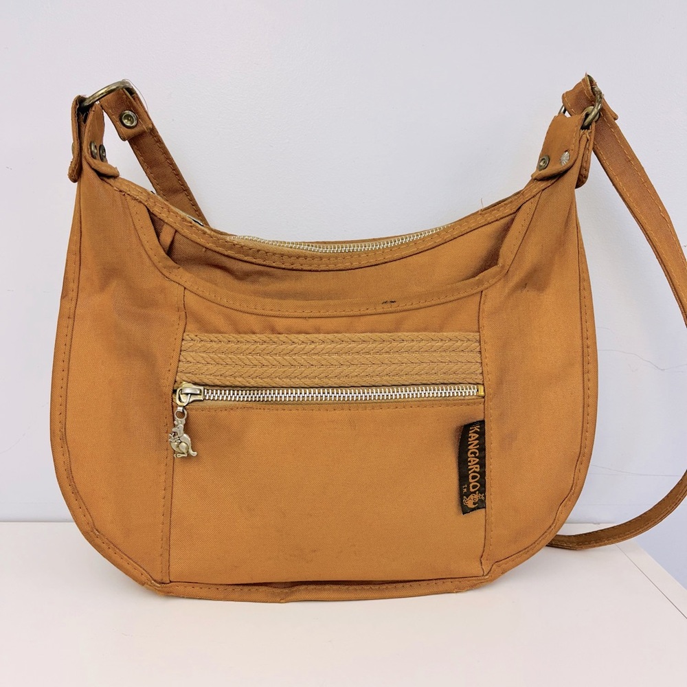 Vintage Golden Khaki Kangaroo by Sarne Canvas Shoulder Bag